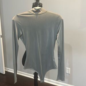 NWT Silver Bodysuit w Open Back - Size Medium